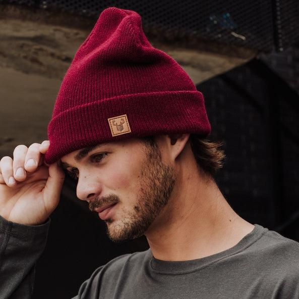 Burgundy Knit Beanie-Hats-Vixen Collection, Day Spa and Women's Boutique Located in Seattle, Washington