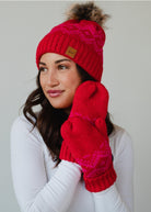 Red & Speckled Patterned Mittens-Accessories-Vixen Collection, Day Spa and Women's Boutique Located in Seattle, Washington