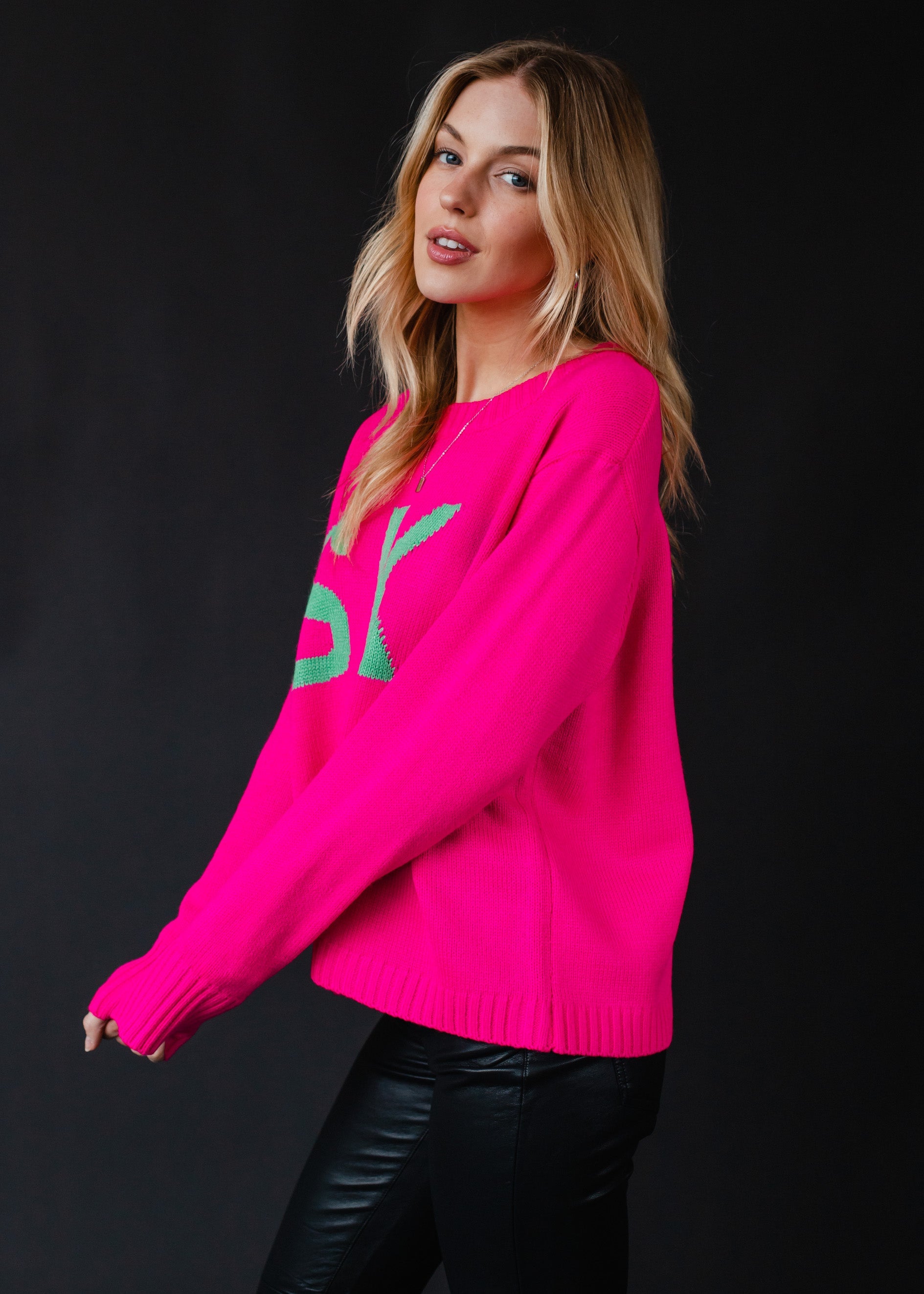 Frosted Melon Ski Sweater-Sweaters-Vixen Collection, Day Spa and Women's Boutique Located in Seattle, Washington