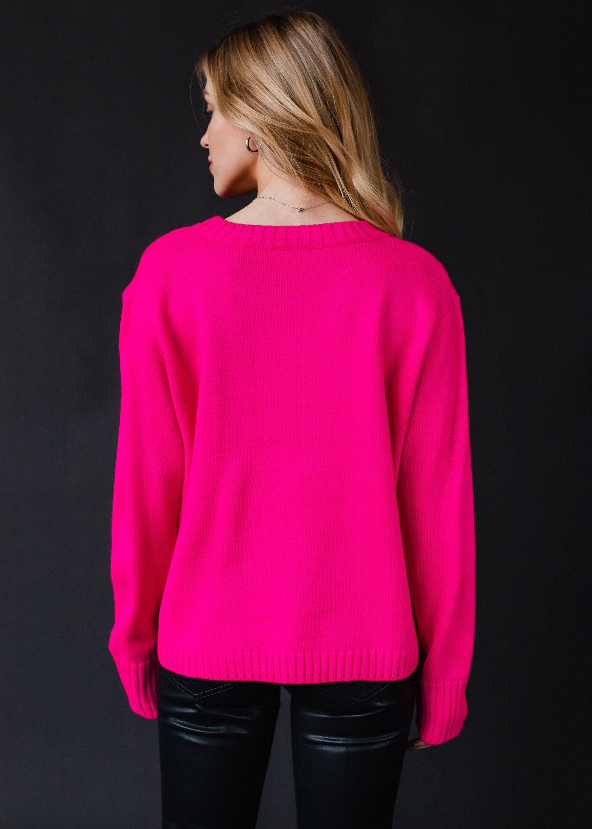 Frosted Melon Ski Sweater-Sweaters-Vixen Collection, Day Spa and Women's Boutique Located in Seattle, Washington