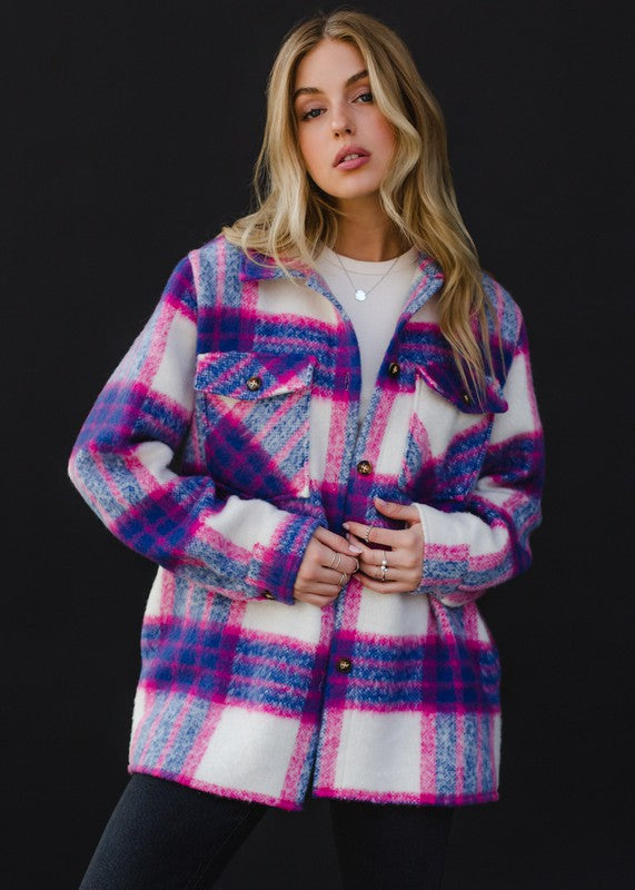 Starlit Night Plaid Jacket-Jackets-Vixen Collection, Day Spa and Women's Boutique Located in Seattle, Washington