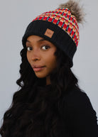 Patterned Pom Hat-Hats-Vixen Collection, Day Spa and Women's Boutique Located in Seattle, Washington