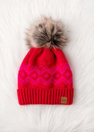 Patterned Pom Hat-Hats-Vixen Collection, Day Spa and Women's Boutique Located in Seattle, Washington