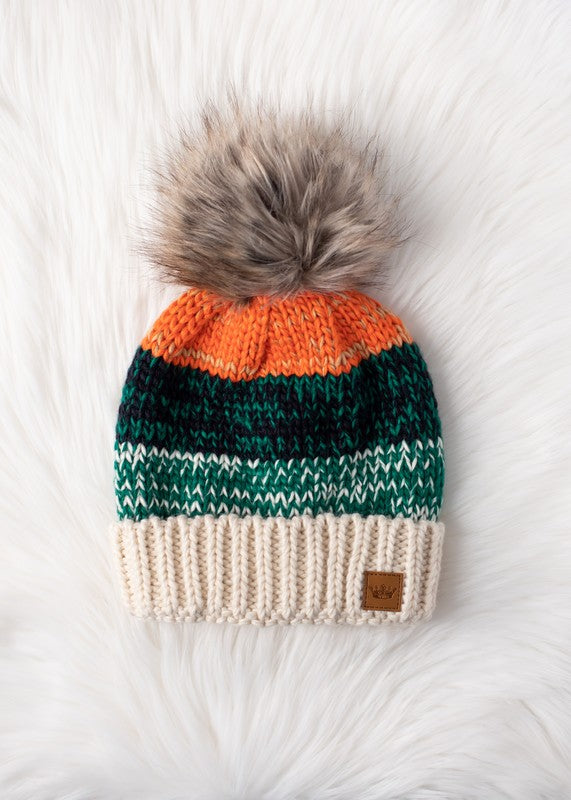 Patterned Pom Hat-Hats-Vixen Collection, Day Spa and Women's Boutique Located in Seattle, Washington