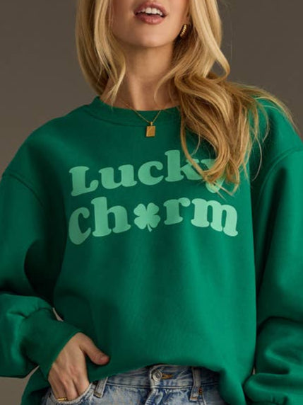 Lucky Charm Sweatshirt-Sweatshirts-Vixen Collection, Day Spa and Women's Boutique Located in Seattle, Washington