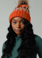 Patterned Pom Hat-Hats-Vixen Collection, Day Spa and Women's Boutique Located in Seattle, Washington