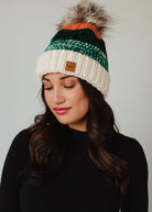 Patterned Pom Hat-Hats-Vixen Collection, Day Spa and Women's Boutique Located in Seattle, Washington