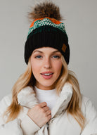 Patterned Pom Hat-Hats-Vixen Collection, Day Spa and Women's Boutique Located in Seattle, Washington