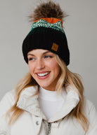 Patterned Pom Hat-Hats-Vixen Collection, Day Spa and Women's Boutique Located in Seattle, Washington