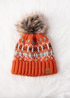 Patterned Pom Hat-Hats-Vixen Collection, Day Spa and Women's Boutique Located in Seattle, Washington