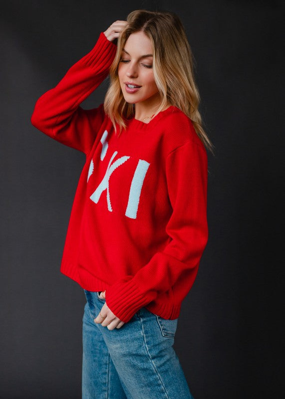 Frosty Holly Ski Sweater-Sweaters-Vixen Collection, Day Spa and Women's Boutique Located in Seattle, Washington