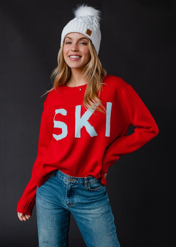 Frosty Holly Ski Sweater-Sweaters-Vixen Collection, Day Spa and Women's Boutique Located in Seattle, Washington