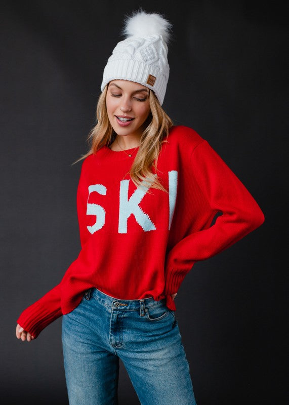 Frosty Holly Ski Sweater-Sweaters-Vixen Collection, Day Spa and Women's Boutique Located in Seattle, Washington