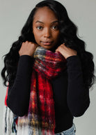 Scarlet Plaid Scarf-Scarves-Vixen Collection, Day Spa and Women's Boutique Located in Seattle, Washington