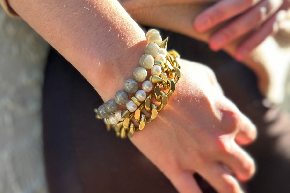 Remix: Faceted Labradorite Bracelet-Bracelets-Vixen Collection, Day Spa and Women's Boutique Located in Seattle, Washington