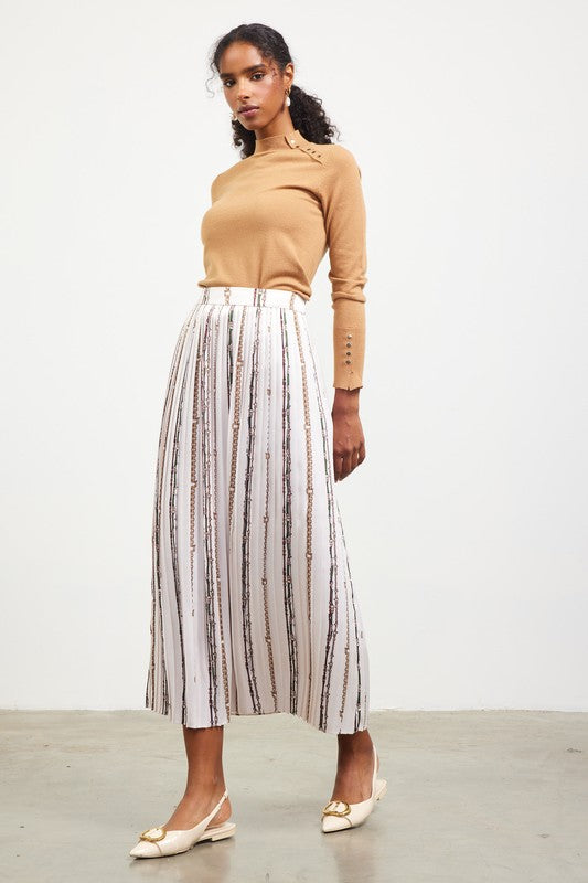 Soraya Pleated Midi Skirt-Skirts-Vixen Collection, Day Spa and Women's Boutique Located in Seattle, Washington