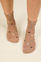 Floral Printed Textures Crew Socks-Socks-Vixen Collection, Day Spa and Women's Boutique Located in Seattle, Washington