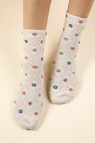 Floral Printed Textures Crew Socks-Socks-Vixen Collection, Day Spa and Women's Boutique Located in Seattle, Washington