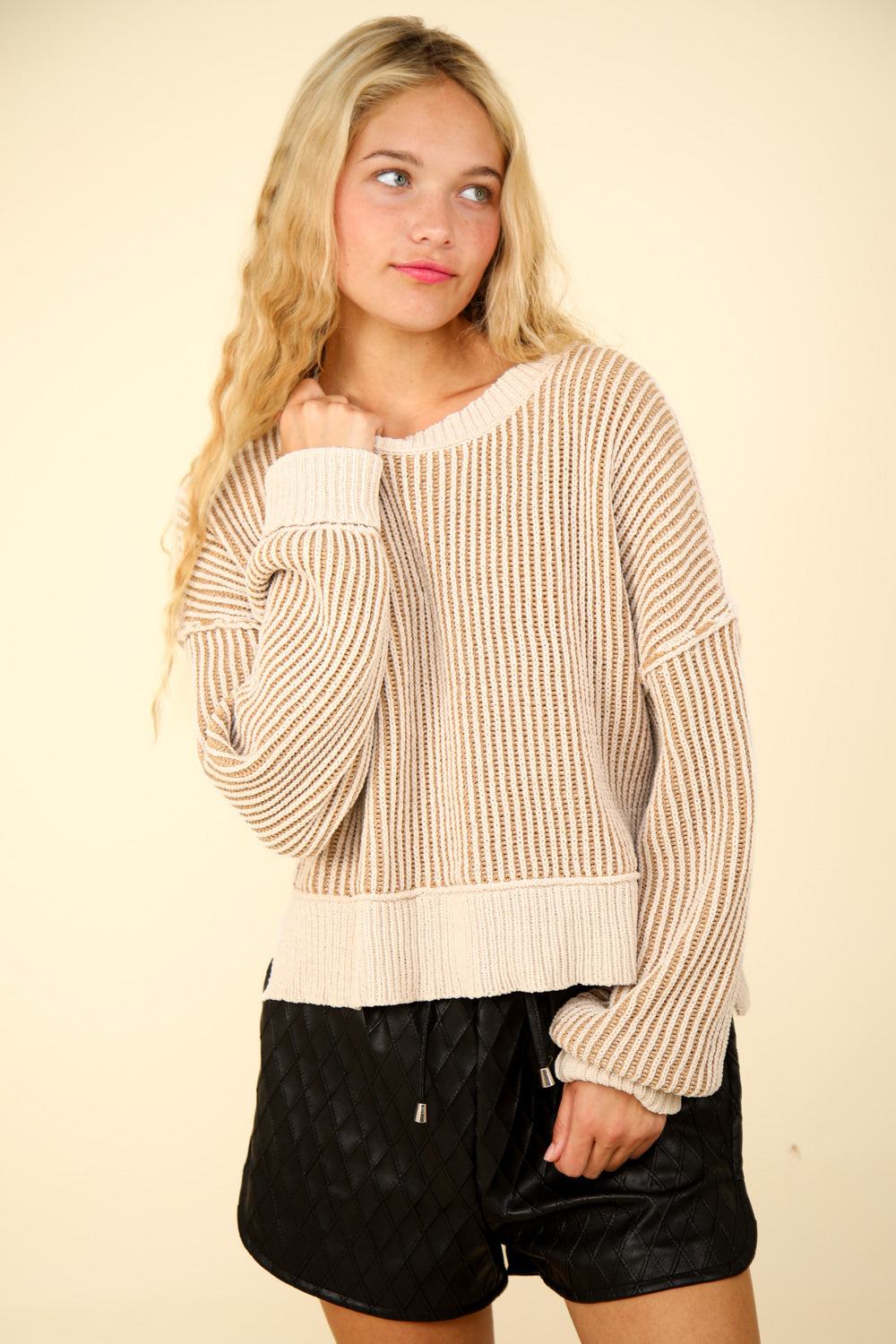 Juliana Striped Sweater-Sweaters-Vixen Collection, Day Spa and Women's Boutique Located in Seattle, Washington