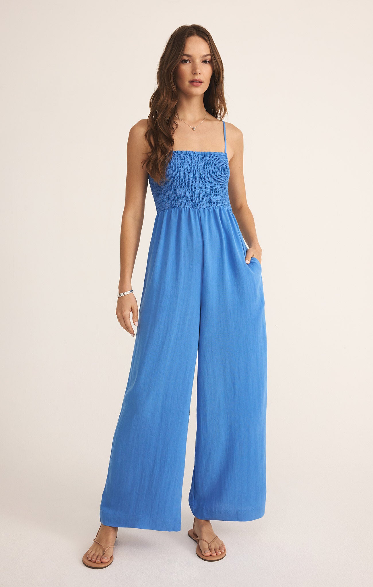 Beachside Smocked Jumpsuit-Jumpsuits-Vixen Collection, Day Spa and Women's Boutique Located in Seattle, Washington