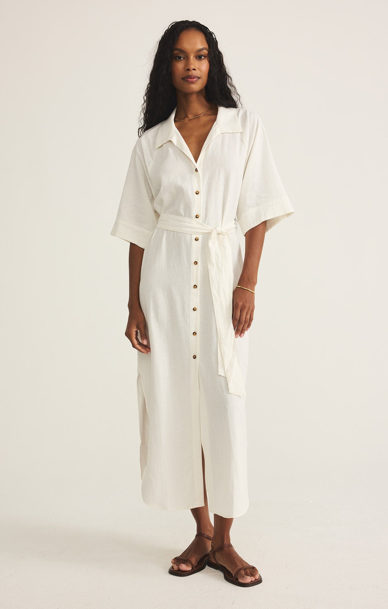 Brise Linen Midi Dress-Dresses-Vixen Collection, Day Spa and Women's Boutique Located in Seattle, Washington