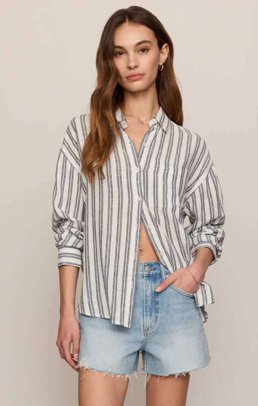 The Perfect Striped Button Up-Tops-Vixen Collection, Day Spa and Women's Boutique Located in Seattle, Washington