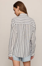 The Perfect Striped Button Up-Tops-Vixen Collection, Day Spa and Women's Boutique Located in Seattle, Washington