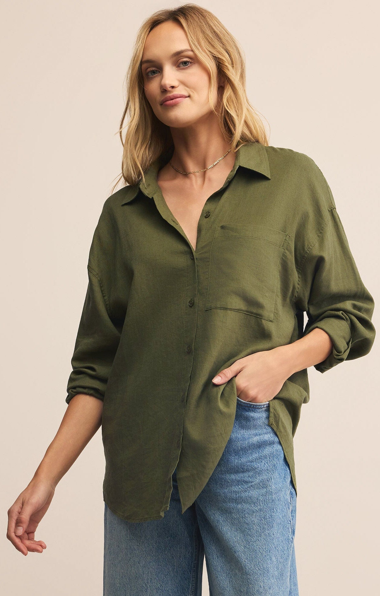 Alfie Button Up Shirt-Long Sleeves-Vixen Collection, Day Spa and Women's Boutique Located in Seattle, Washington