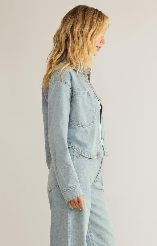 All Day Cropped Denim Jacket-Jackets-Vixen Collection, Day Spa and Women's Boutique Located in Seattle, Washington