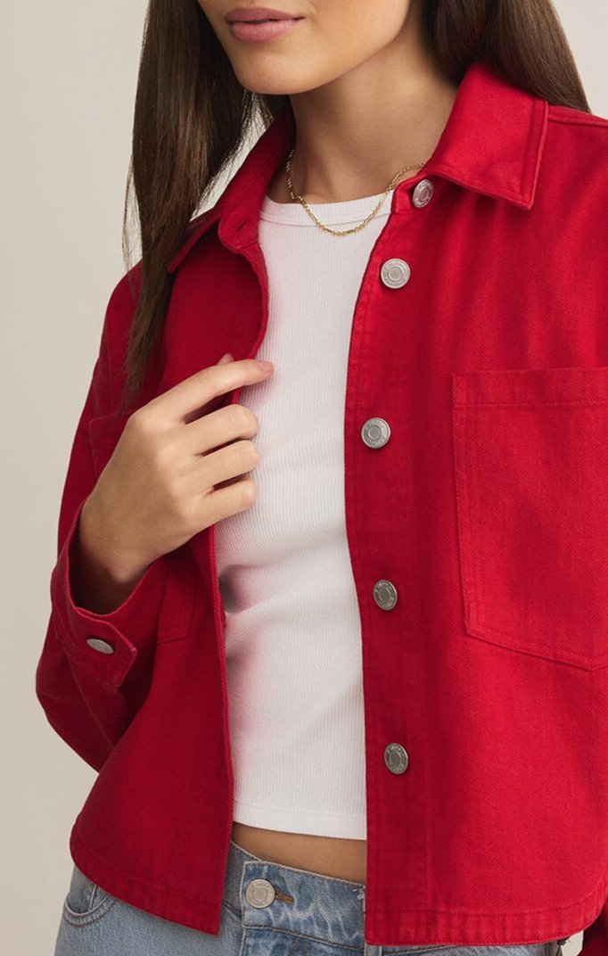 All Day Cropped Denim Jacket-Jackets-Vixen Collection, Day Spa and Women's Boutique Located in Seattle, Washington