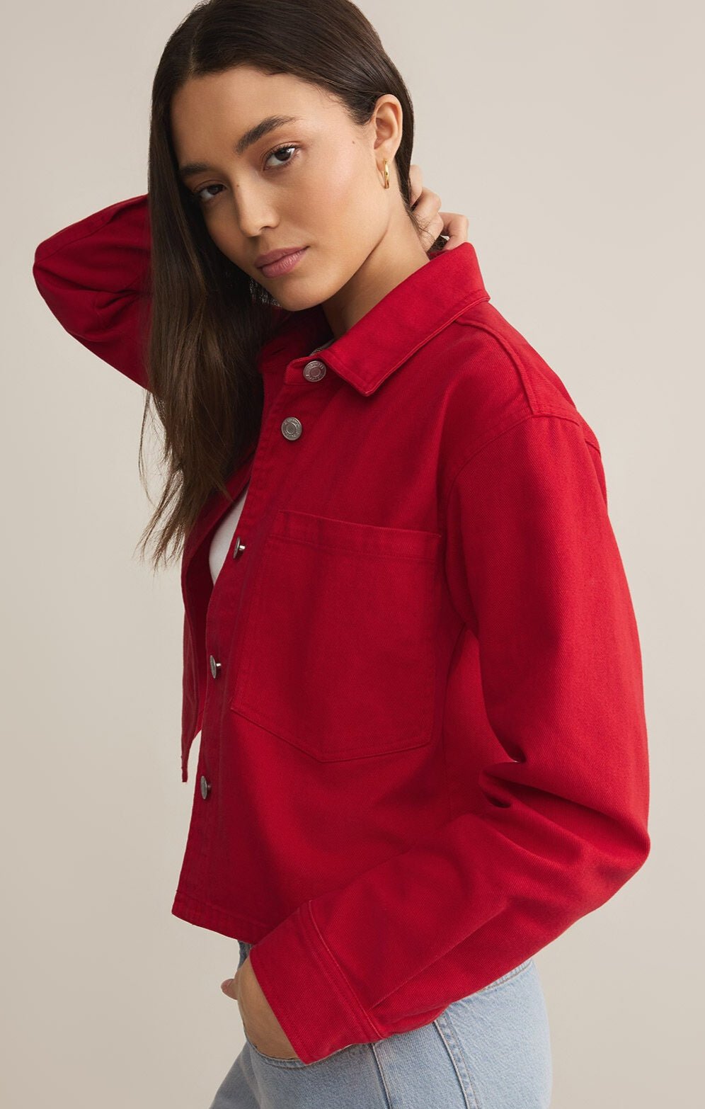 All Day Cropped Denim Jacket-Jackets-Vixen Collection, Day Spa and Women's Boutique Located in Seattle, Washington