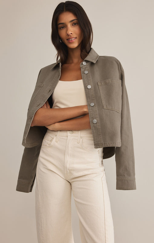 All Day Cropped Denim Jacket-Jackets-Vixen Collection, Day Spa and Women's Boutique Located in Seattle, Washington