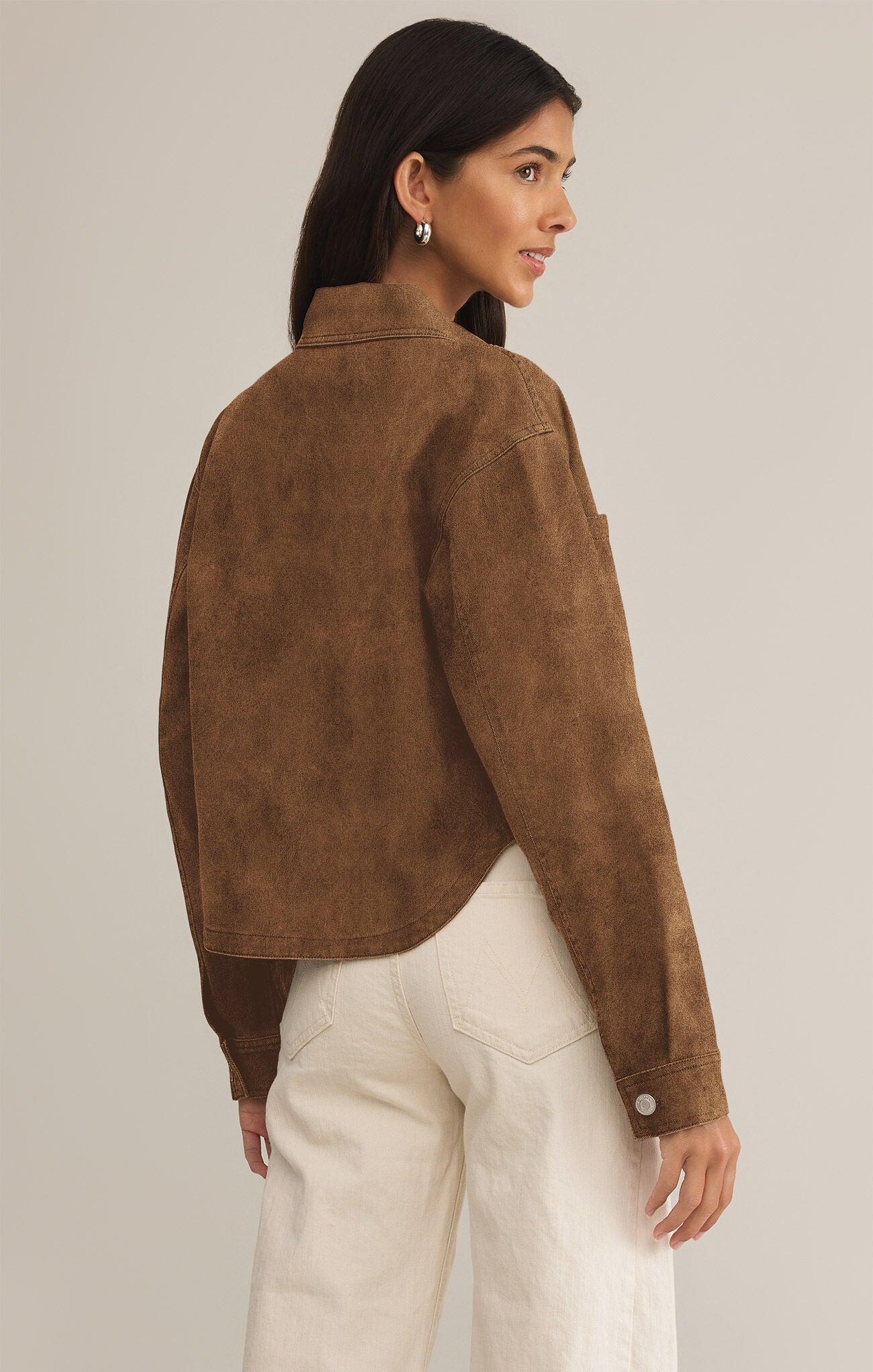 All Day Cropped Suede Jacket-Jackets-Vixen Collection, Day Spa and Women's Boutique Located in Seattle, Washington