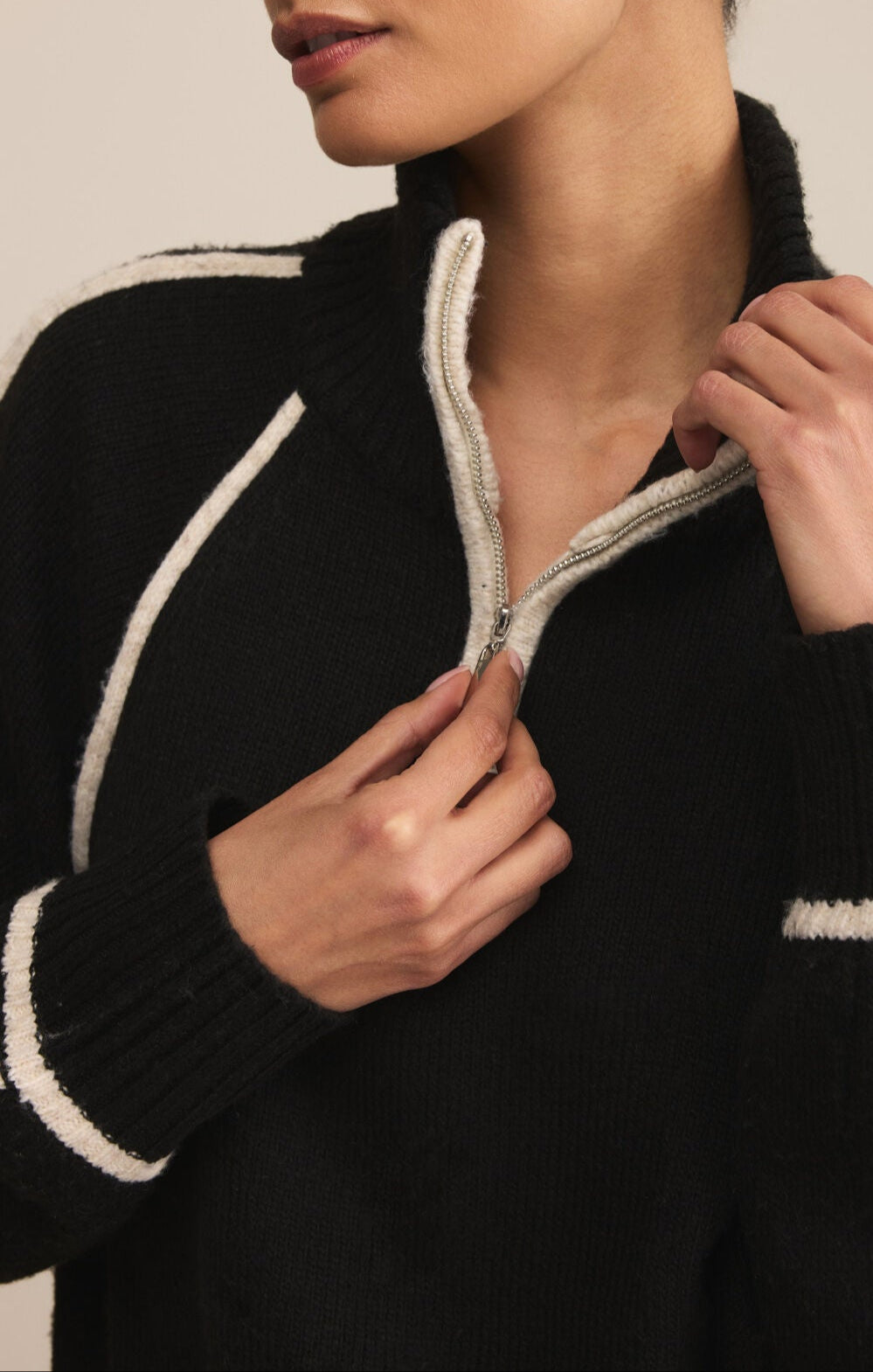 トップス theredthread S contrast zip knit black Z Supply Contrast Turtleneck | Vixen Collection