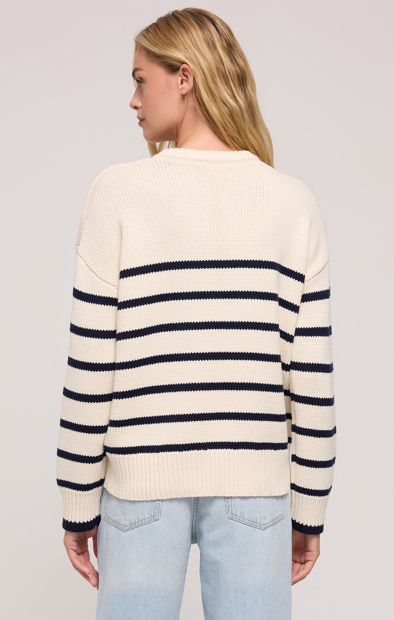 Boyfriend Stripe Sweater-Sweaters-Vixen Collection, Day Spa and Women's Boutique Located in Seattle, Washington