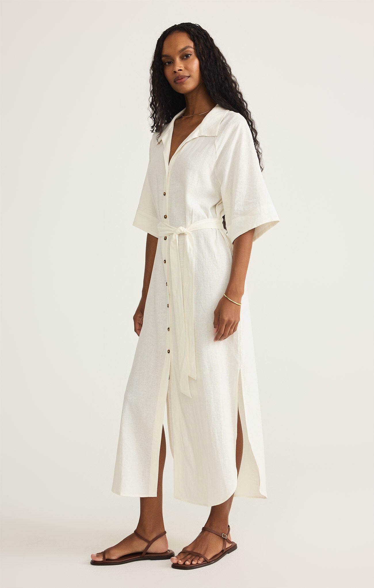 Brise Linen Midi Dress-Dresses-Vixen Collection, Day Spa and Women's Boutique Located in Seattle, Washington
