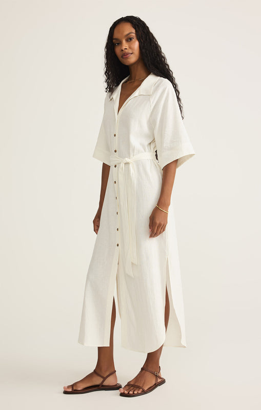 Brise Linen Midi Dress-Dresses-Vixen Collection, Day Spa and Women's Boutique Located in Seattle, Washington
