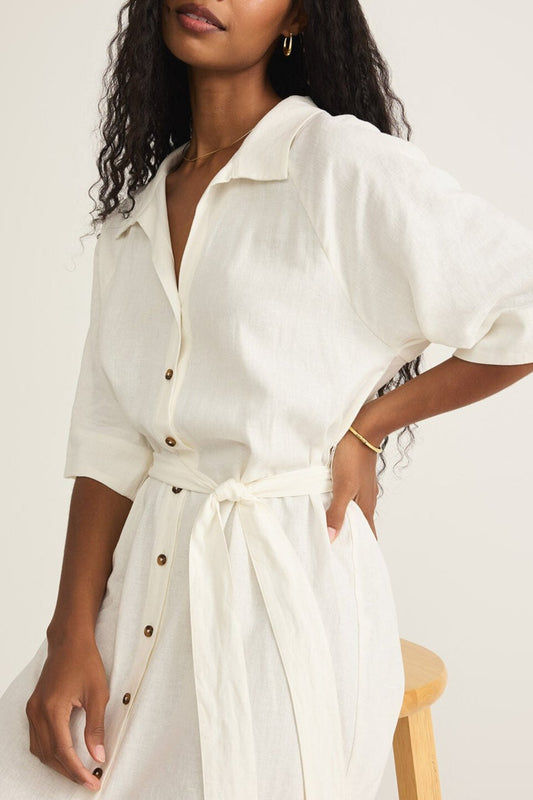 Brise Linen Midi Dress-Dresses-Vixen Collection, Day Spa and Women's Boutique Located in Seattle, Washington