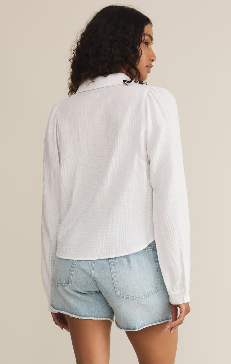 Campo Button Up Gauze Top-Long Sleeves-Vixen Collection, Day Spa and Women's Boutique Located in Seattle, Washington