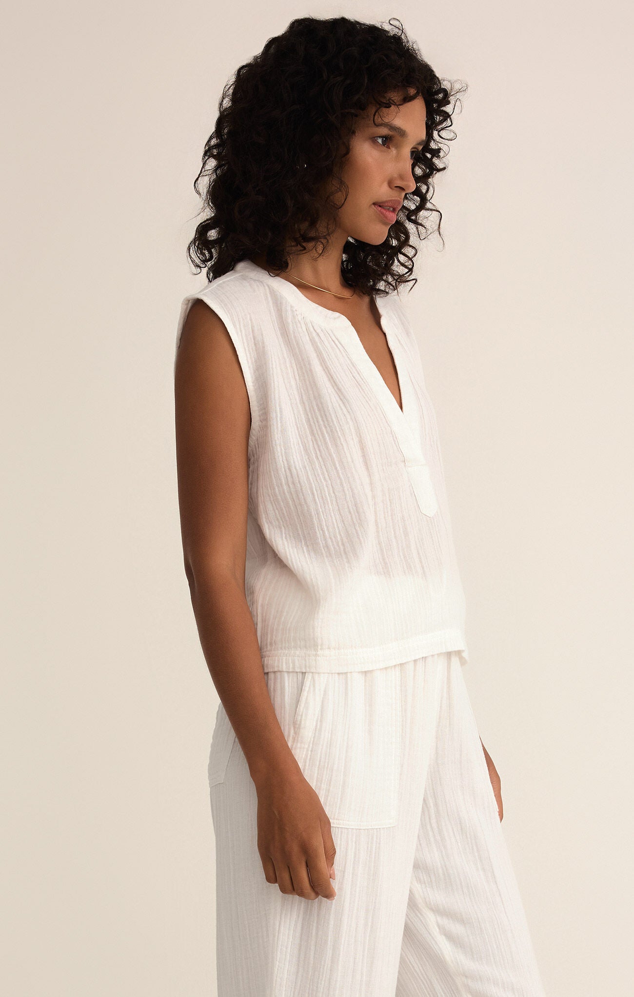 Cliffside V-Neck Airy Top-Tank Tops-Vixen Collection, Day Spa and Women's Boutique Located in Seattle, Washington