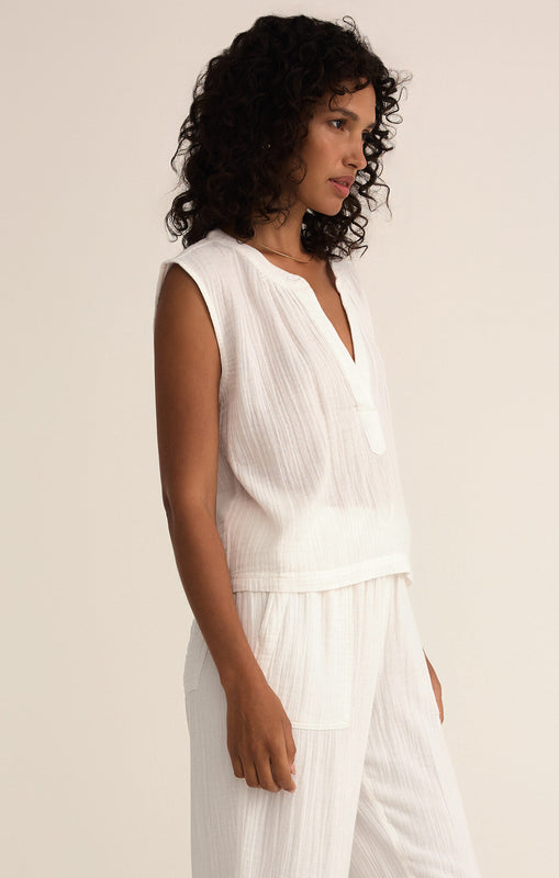 Cliffside V-Neck Airy Top-Tank Tops-Vixen Collection, Day Spa and Women's Boutique Located in Seattle, Washington