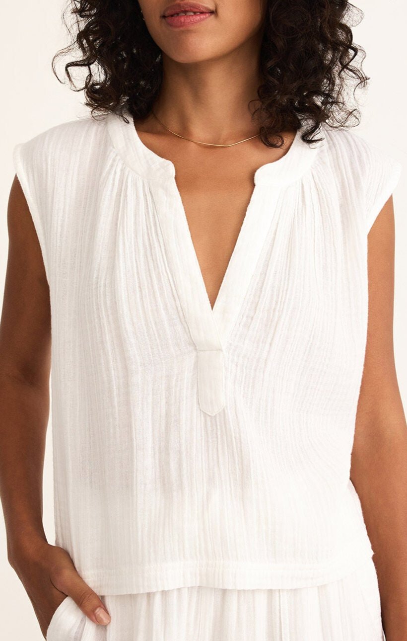 Cliffside V-Neck Airy Top-Tank Tops-Vixen Collection, Day Spa and Women's Boutique Located in Seattle, Washington