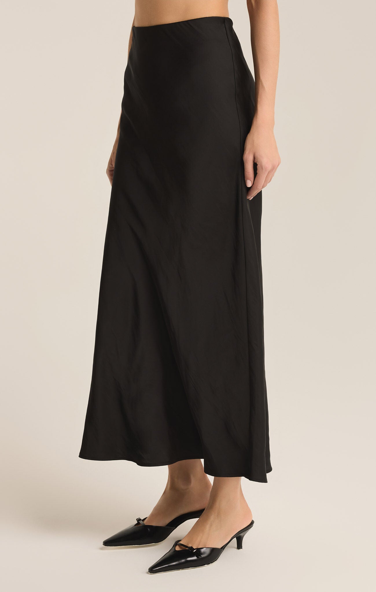 Europa Poly Sheen Skirt, Black-Skirts-Vixen Collection, Day Spa and Women's Boutique Located in Seattle, Washington