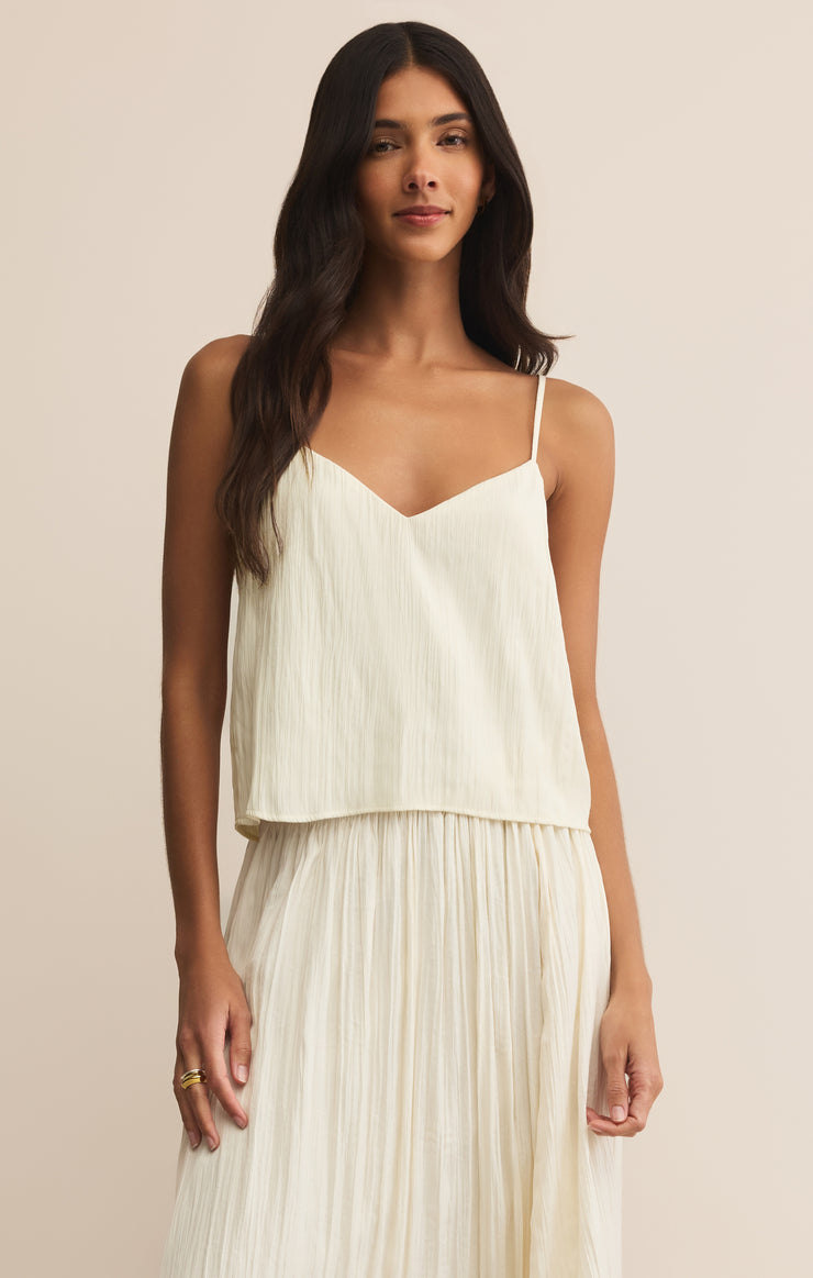 Fiore Crinkle Satin Tank-Tank Tops-Vixen Collection, Day Spa and Women's Boutique Located in Seattle, Washington