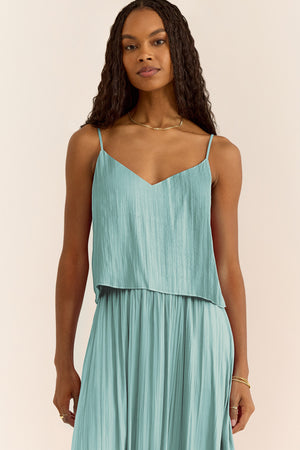 Fiore Crinkle Satin Tank-Tank Tops-Vixen Collection, Day Spa and Women's Boutique Located in Seattle, Washington