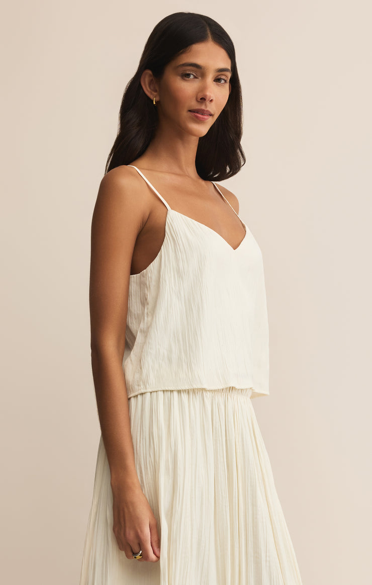 Fiore Crinkle Satin Tank-Tank Tops-Vixen Collection, Day Spa and Women's Boutique Located in Seattle, Washington