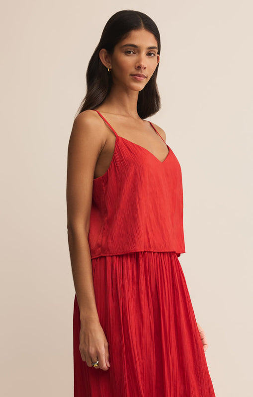 Fiore Crinkle Satin Tank-Tank Tops-Vixen Collection, Day Spa and Women's Boutique Located in Seattle, Washington