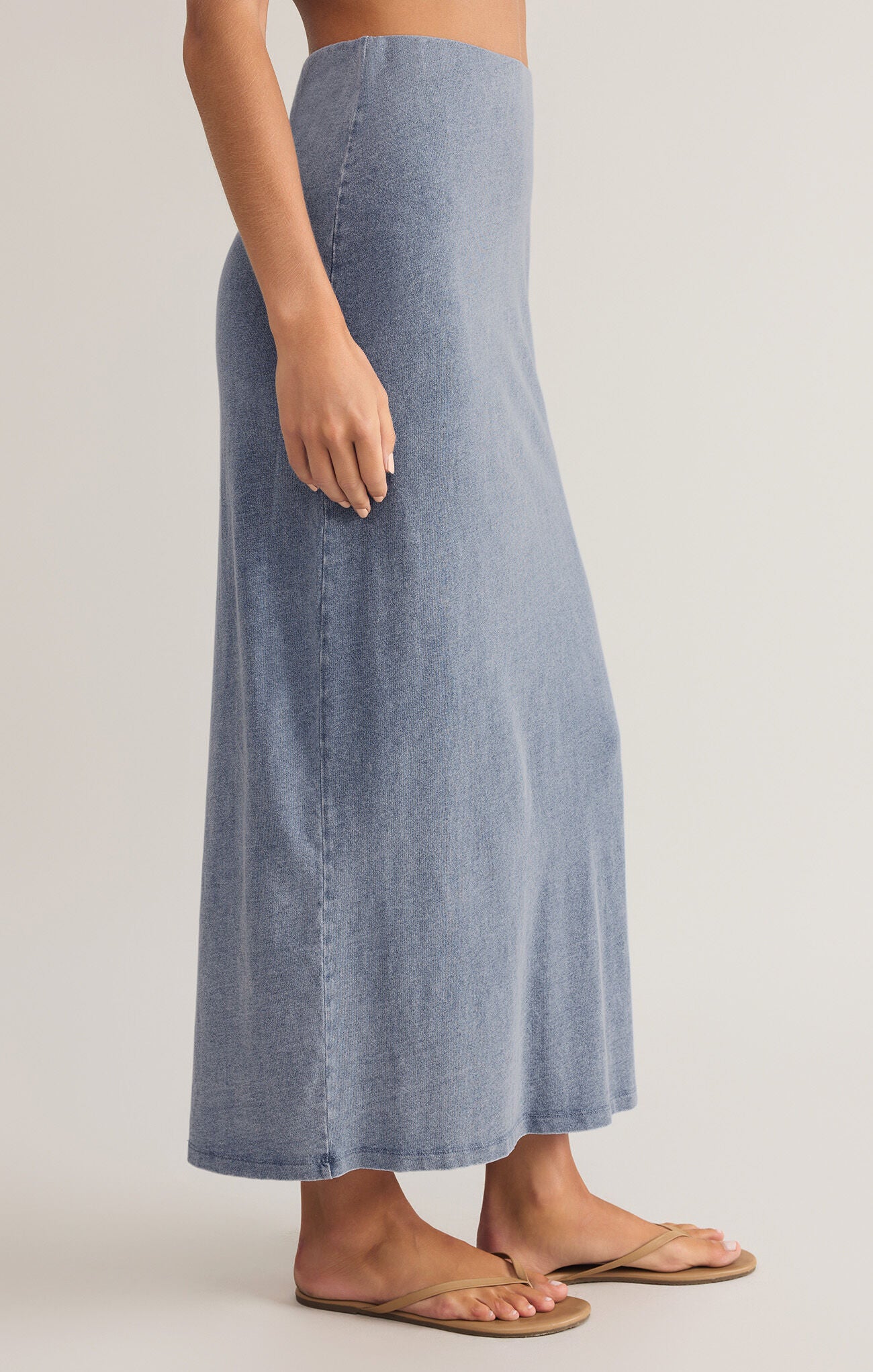 Gail Jersey Denim Midi Skirt-Skirts-Vixen Collection, Day Spa and Women's Boutique Located in Seattle, Washington