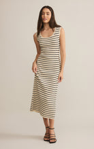 Gisele Stripe Midi Dress-Dresses-Vixen Collection, Day Spa and Women's Boutique Located in Seattle, Washington