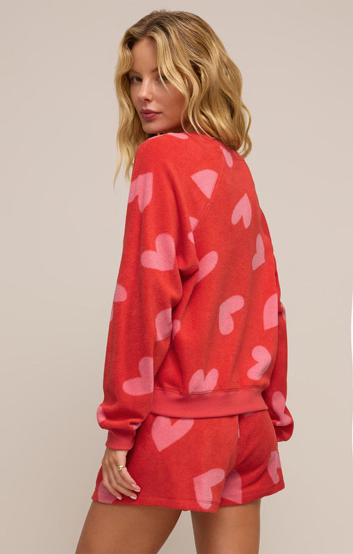 I'm Yours Plush Heart Long Sleeve Top-Long Sleeves-Vixen Collection, Day Spa and Women's Boutique Located in Seattle, Washington
